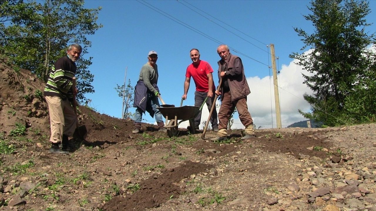 Artvin'de Köylüler İmece Usulü Yol Onarıyor