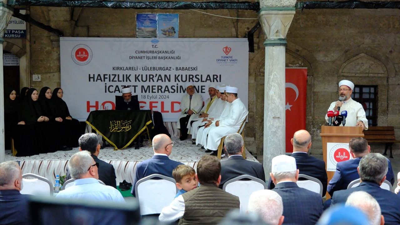 Diyanet İşleri Başkanı, Kırklareli'nde Hafızlık İcazet Törenine Katıldı