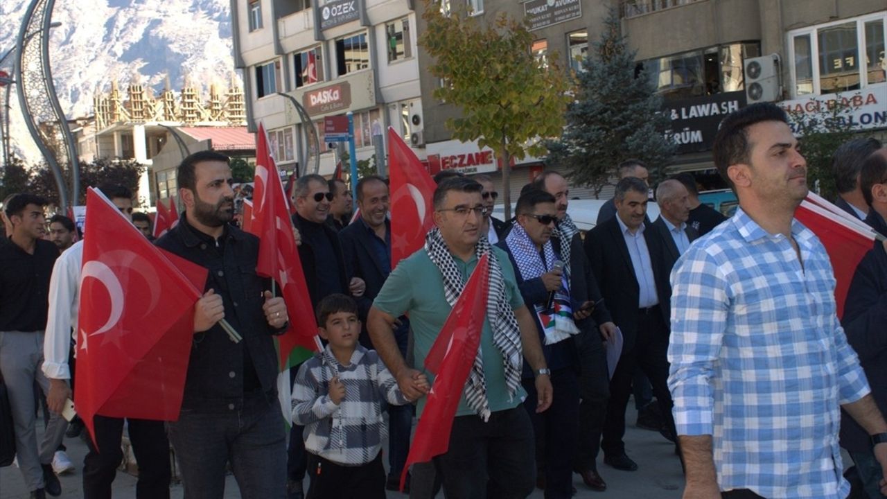 Hakkari'de Gazze'ye Destek Yürüyüşü