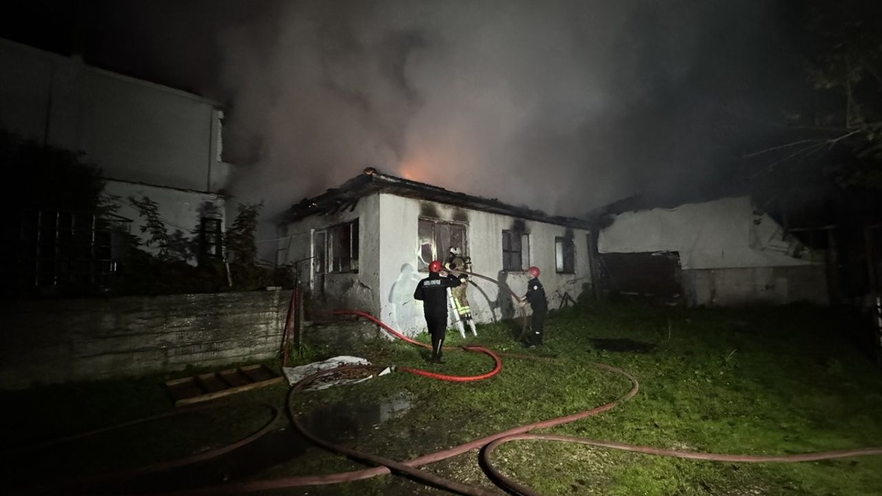 Düzce'deki Yangında İki Ev ve Odunluk Hasar Gördü