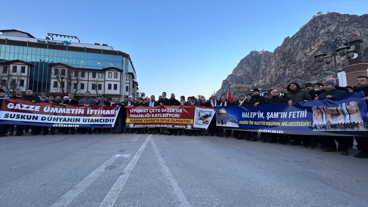 Amasya'da Filistin İçin Destek Yürüyüşü Düzenlendi