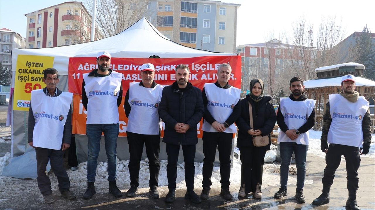 Ağrı Belediyesi Çalışanlarının Nöbeti Beşinci Günde Devam Ediyor