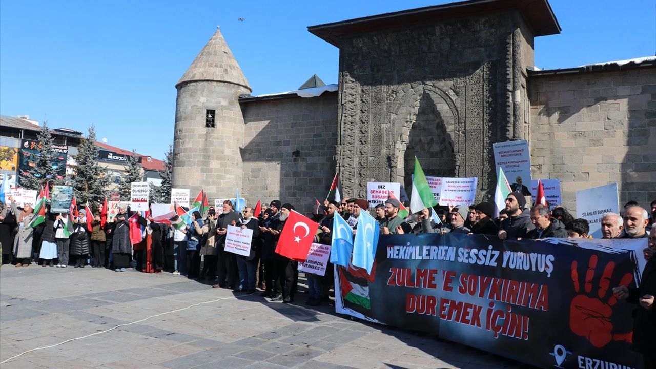 Erzurum'da Gazze İçin Yürüyüş Düzenlendi