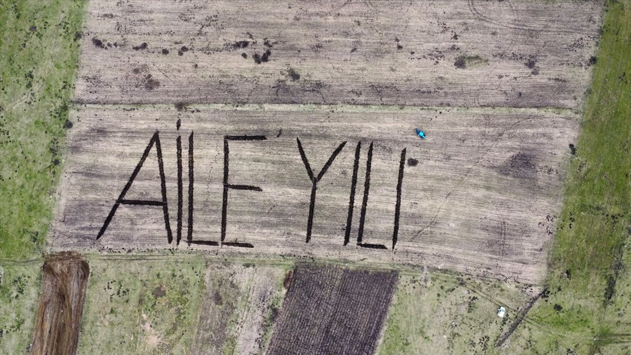 Ardahanlı Çiftçi 'Aile Yılı' İçin Tarlasına Mesaj Yazdı