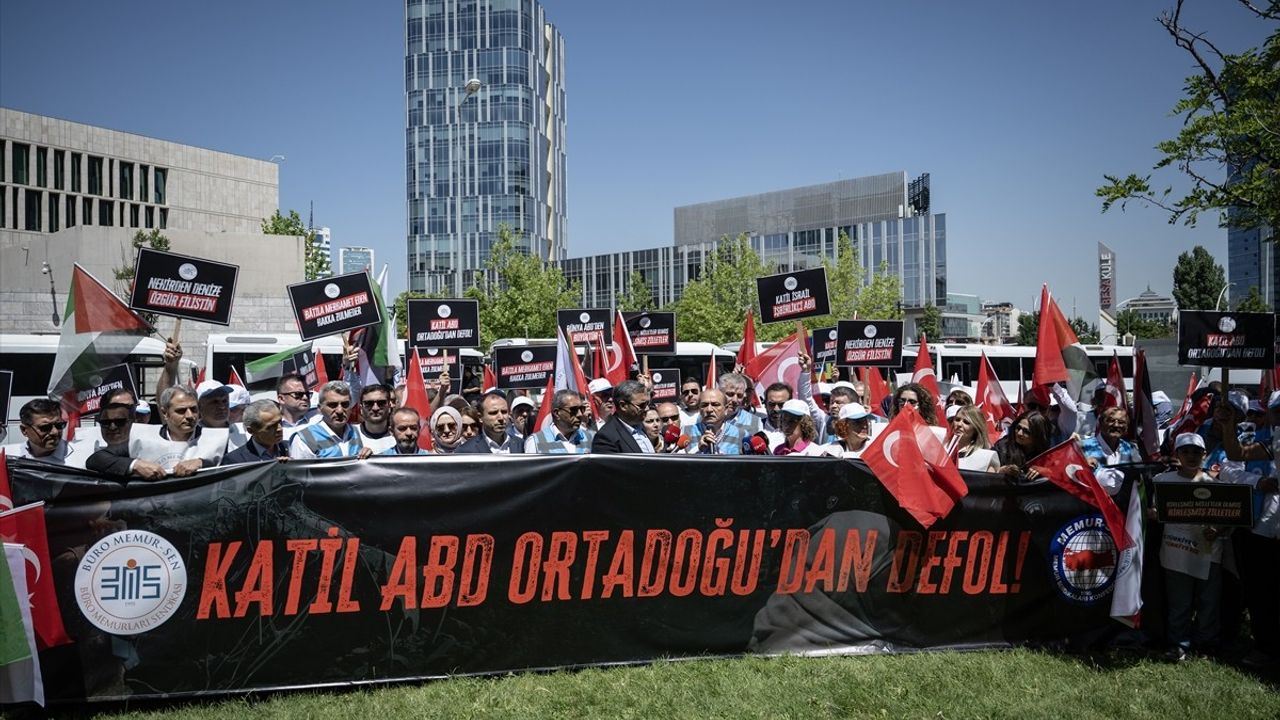 Büro Memur-Sen Üyelerinden ABD'ye Protesto