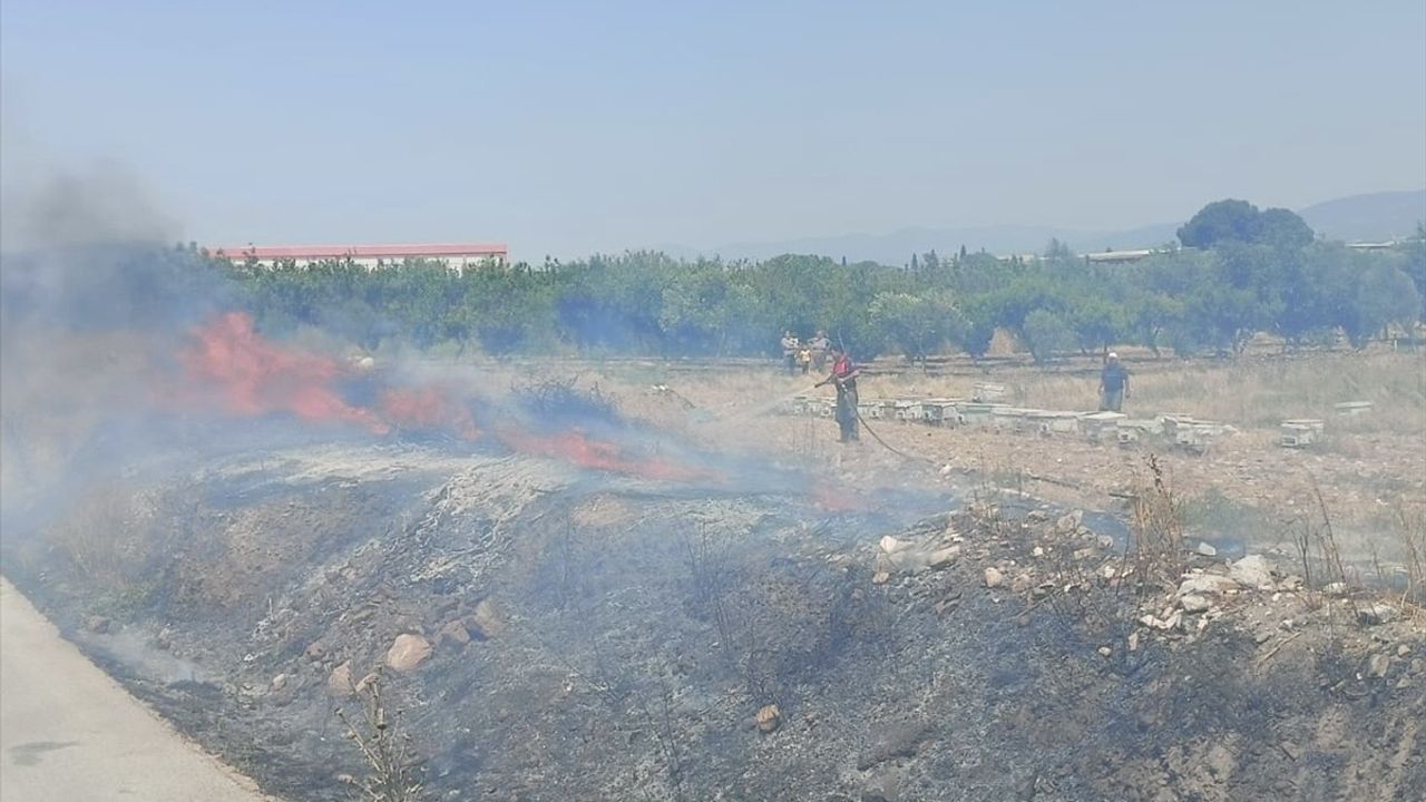 İzmir'de Boş Arazide Yangın Kontrol Altına Alındı