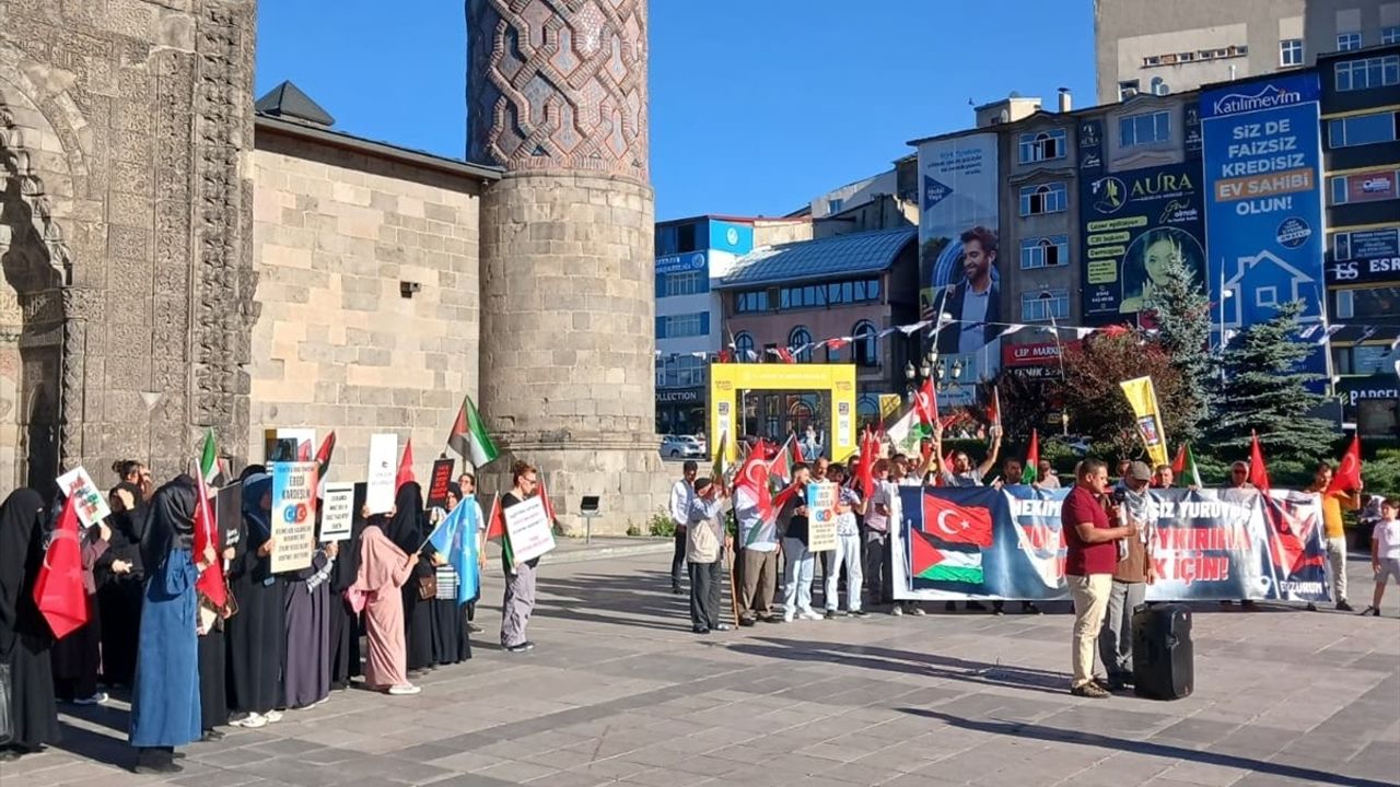 Erzurum'dan Gazze'ye Destek Yürüyüşü Devam Ediyor