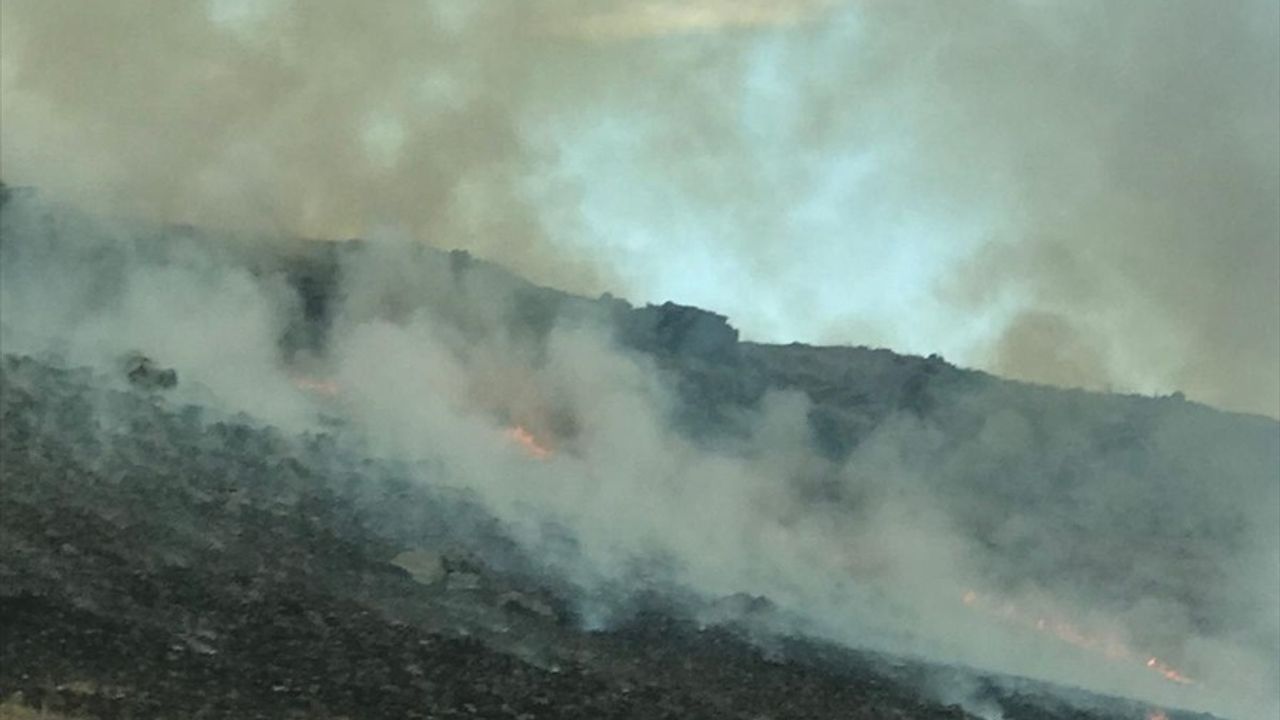 Kars'ta Askeri Tatbikat Alanında Anız Yangını Kontrol Altına Alındı