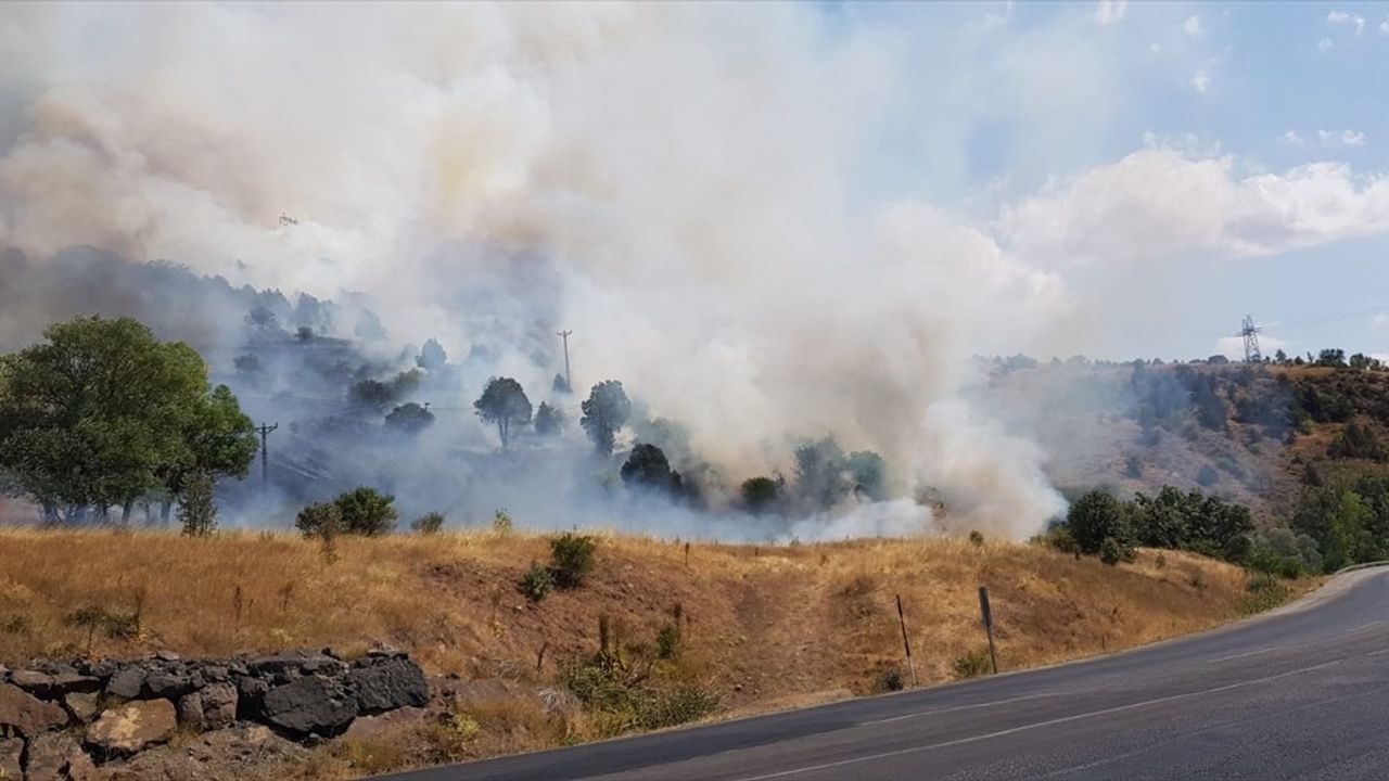 Sivas'ta Ağaçlık Alanda Yangın Söndürme Çalışmaları Devam Ediyor