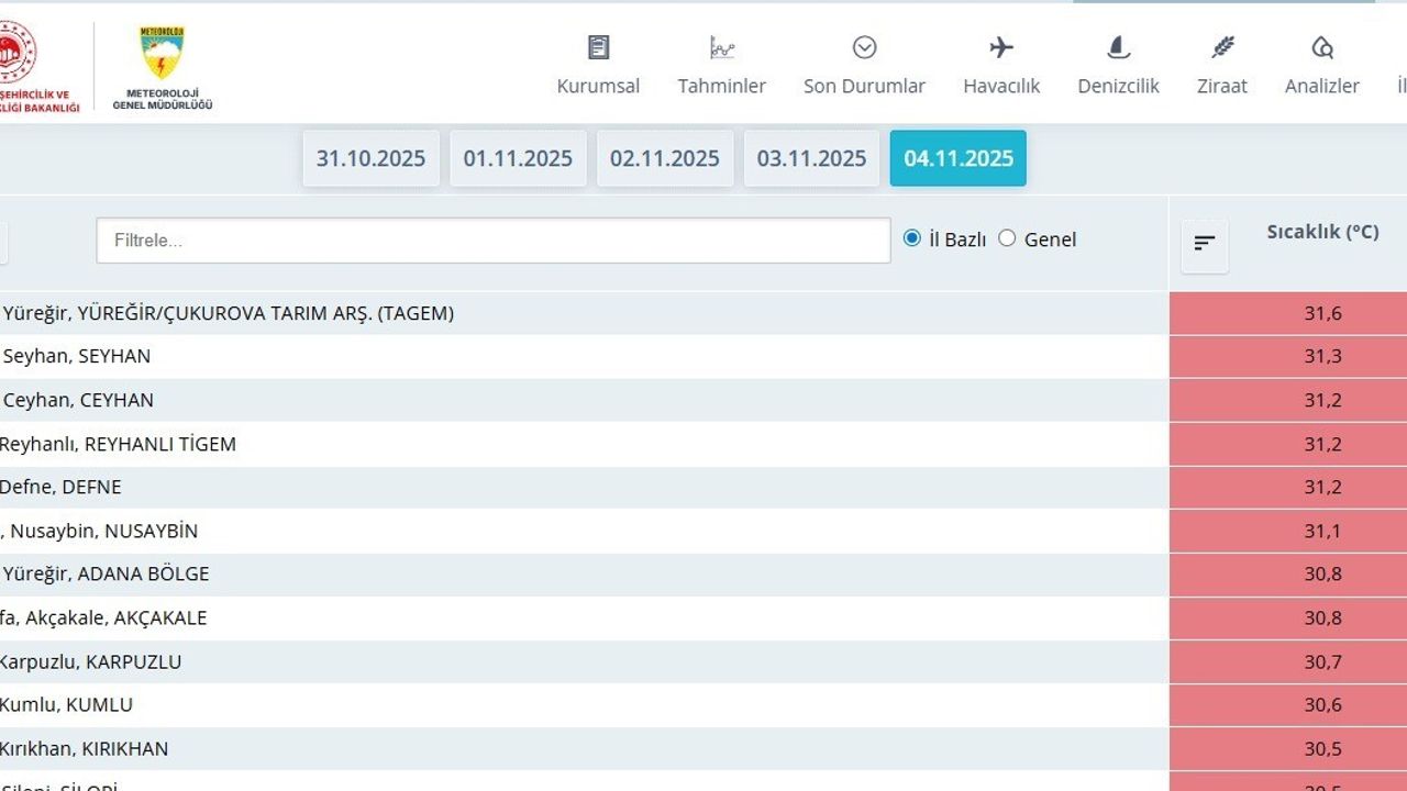 Adana bir haftada 5 kez Türkiye'nin en sıcak ili oldu