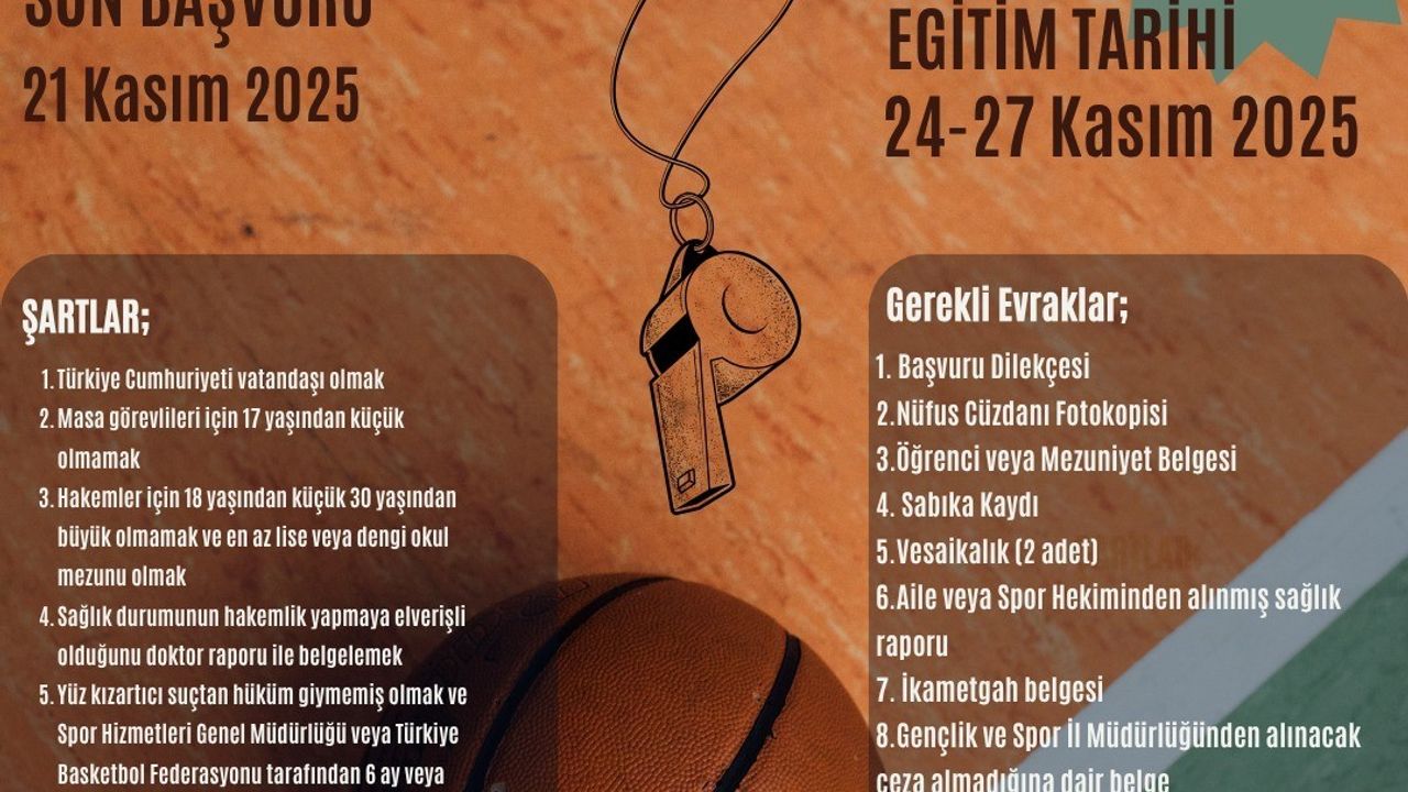 Aydın'da Basketbol Aday Hakem ve Masa Görevlisi Kursu için başvurular başladı