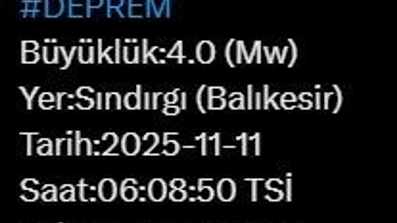 Balıkesir'de Sındırgı'da 4 büyüklüğünde deprem