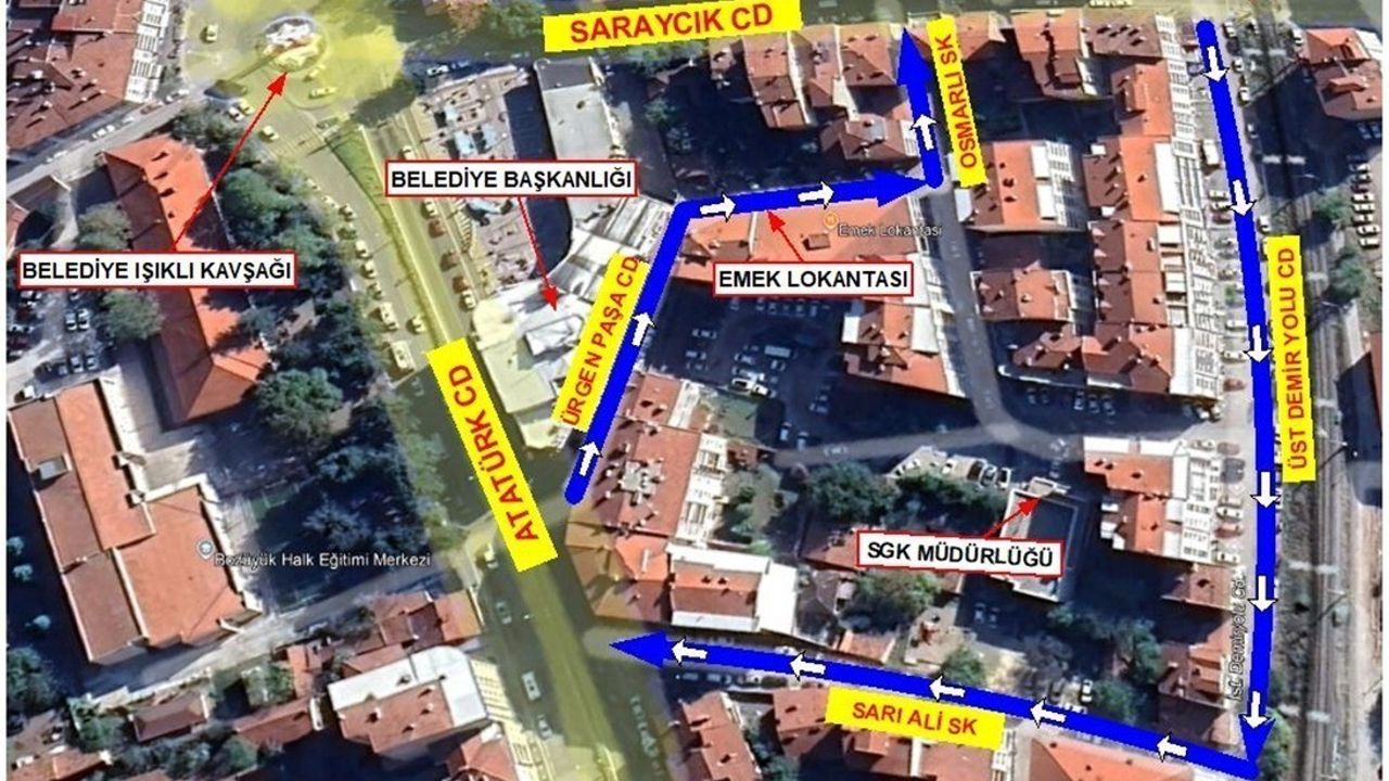 Bozüyük Çarşı Mahallesi'nde tek yön düzenlemesi