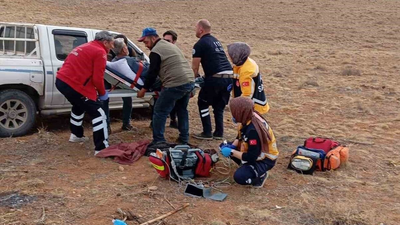 Dağlık alanda kalp krizi geçiren çoban hava ambulansıyla kurtarıldı