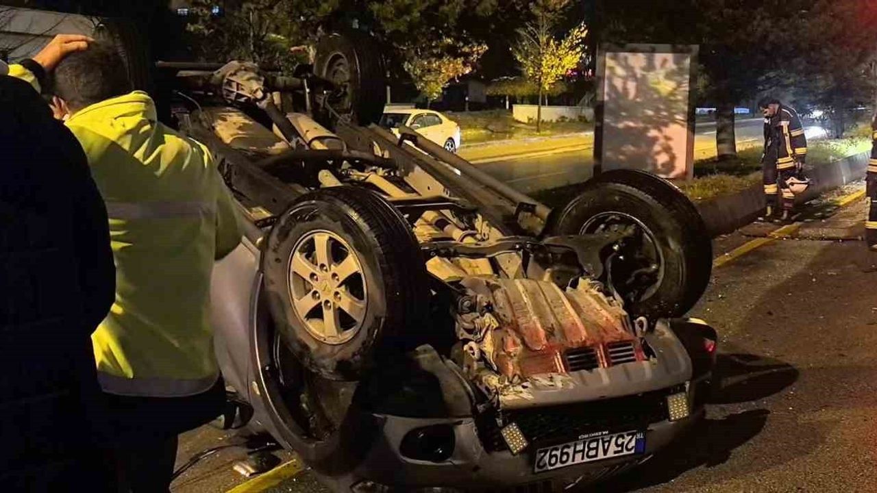 Erzurum'da kamyonet takla attı: 1 kişi hafif yaralandı