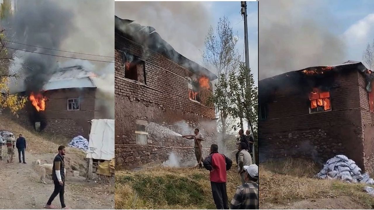 Hakkari'de 2 katlı toprak evde yangın: ev kullanılamaz hale geldi