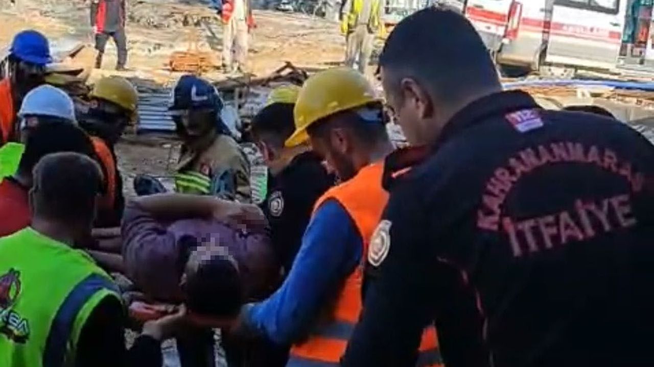 Kahramanmaraş'ta inşaat iskelesi çöktü: 1 işçi yaralandı