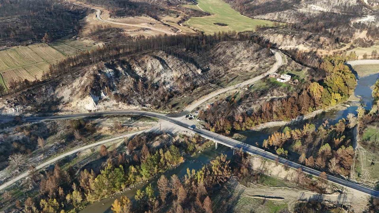 Karabük’te yanmış ağaçlar ve sonbahar renkleri aynı kadrajda