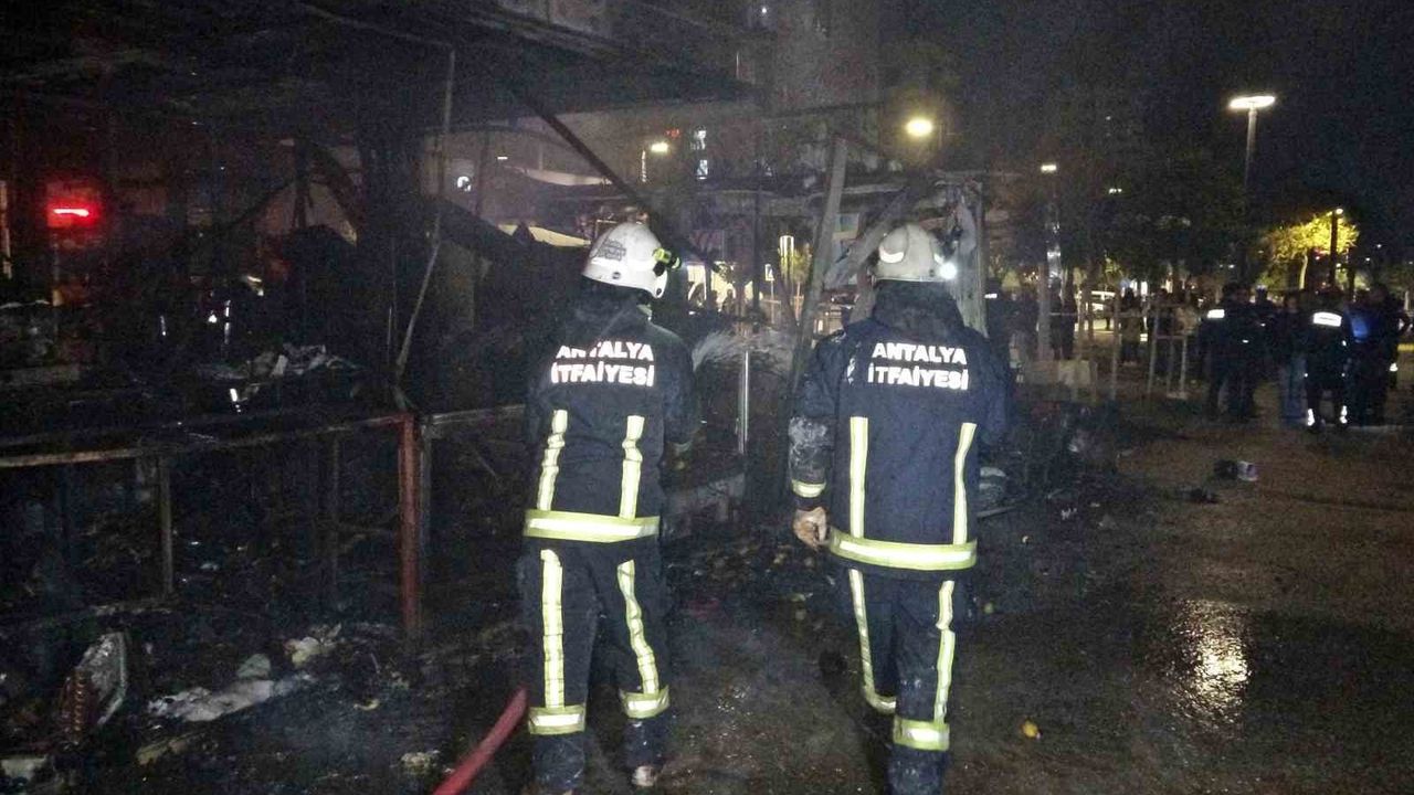 Konyaaltı Sahili'nde kafe yangını: 5 yavru köpek telef oldu