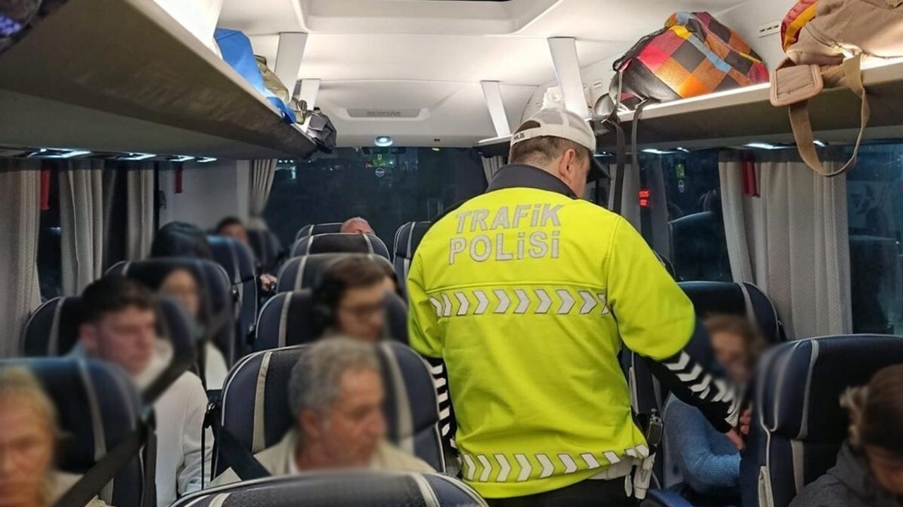 Manisa'da otobüslerde emniyet kemeri denetimi