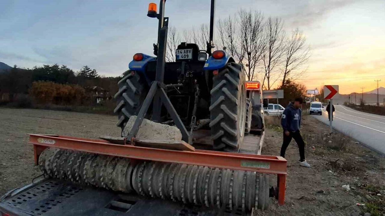 Mudurnu'da merdane altında kalan çiftçi ağır yaralandı