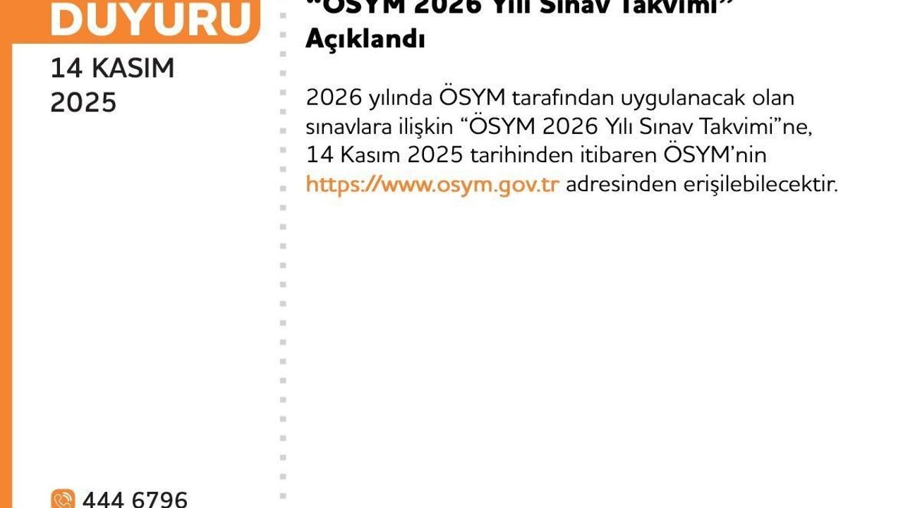 ÖSYM'den 2026 sınav takvimi duyurusu