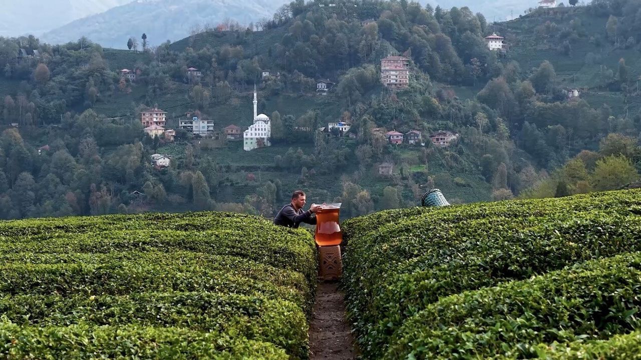 Rize’de dev çay bardağıyla çekilen video gündem oldu: İzleyenler yapay zeka sandı