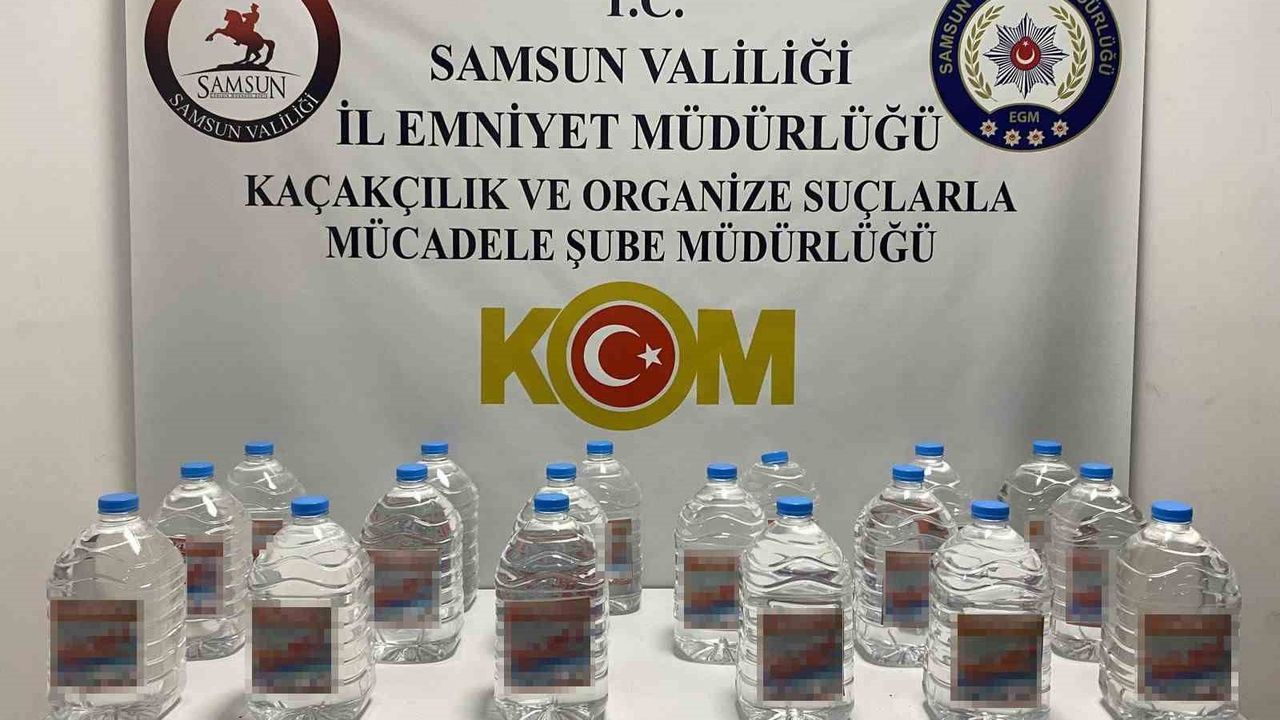 Samsun'da kaçak alkol operasyonunda 90 litre etil alkol ele geçirildi