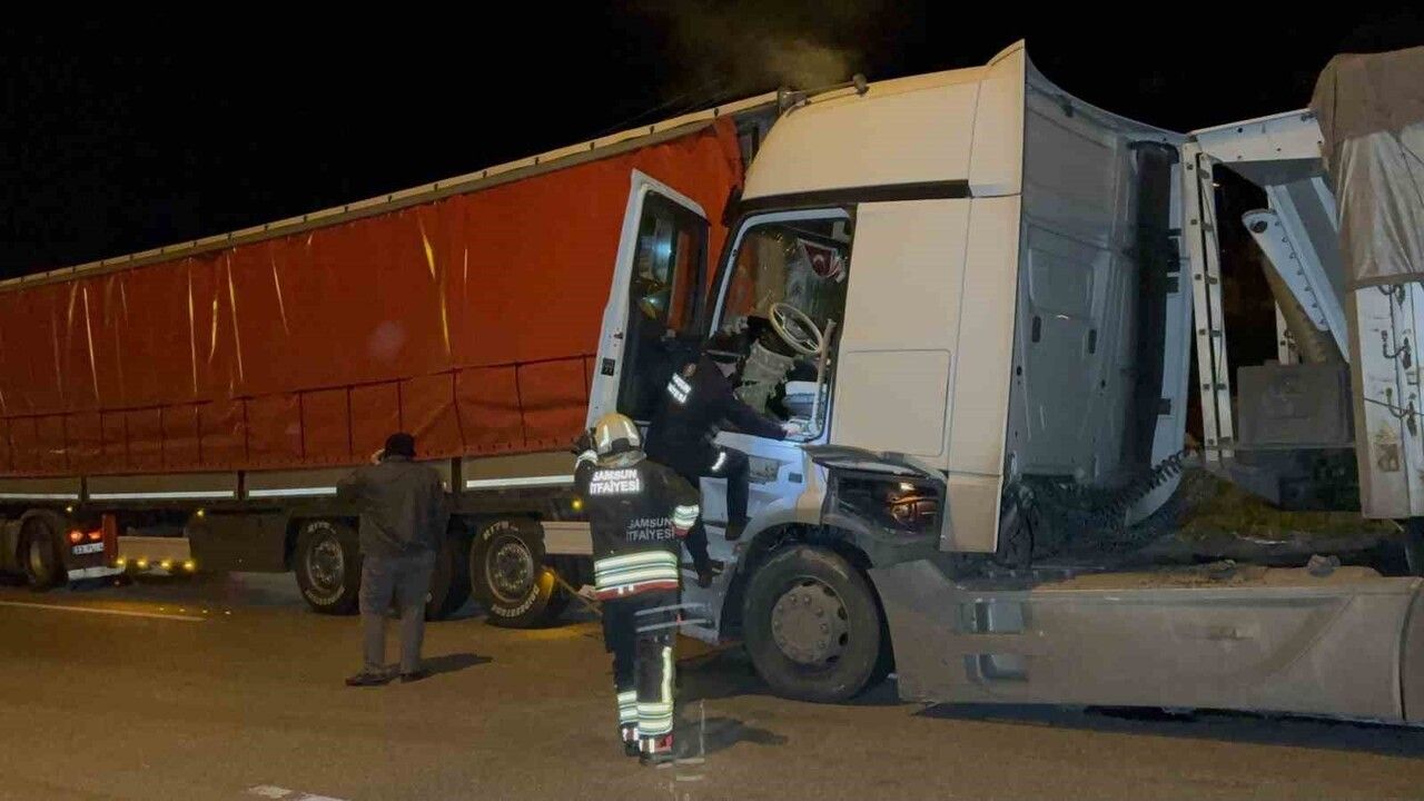 Samsun'da tır çarpışması: 1 kişi yaralandı