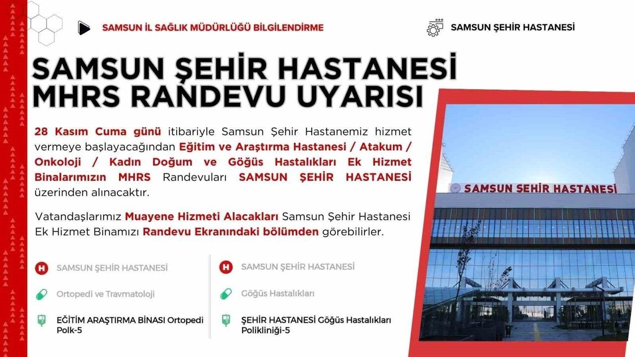 Samsun Şehir Hastanesi'nde MHRS randevu düzenlemesi