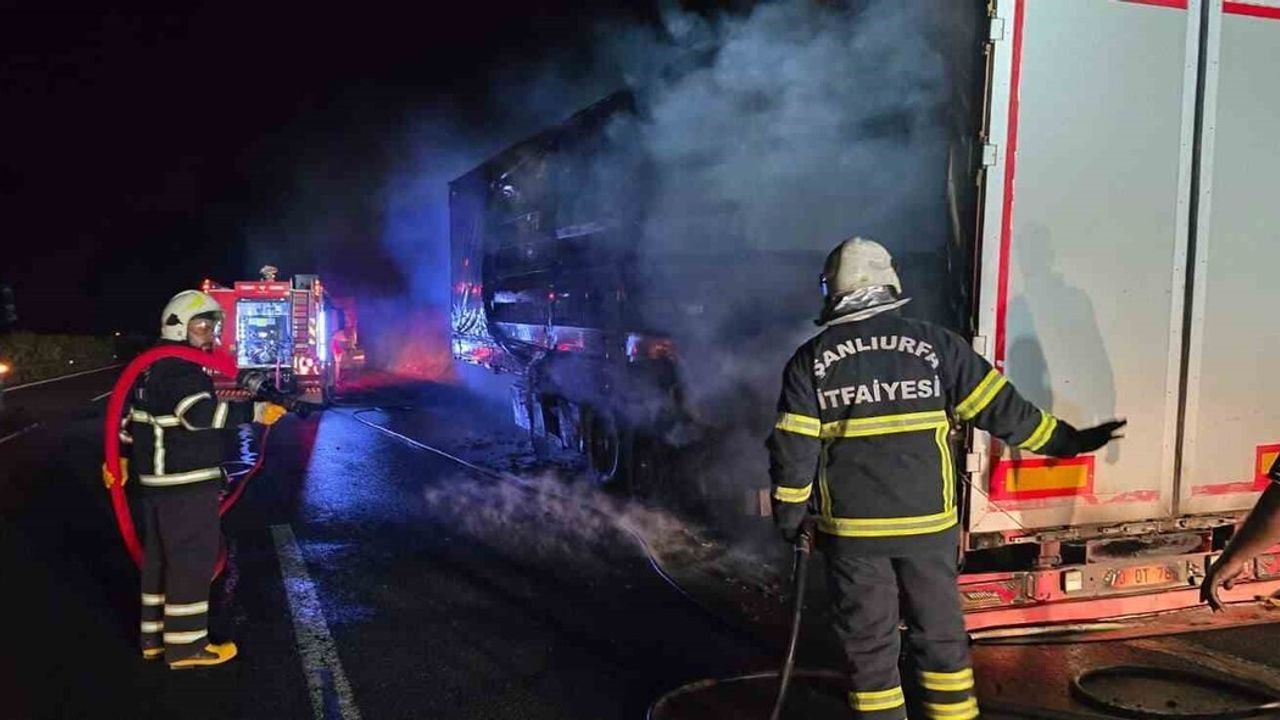 Şanlıurfa'da salça yüklü tırın dorsesinde yangın kontrol altına alındı
