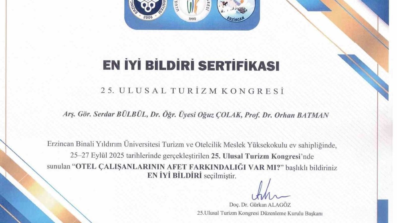SUBÜ akademisyenlerine 'En İyi Bildiri' ödülü