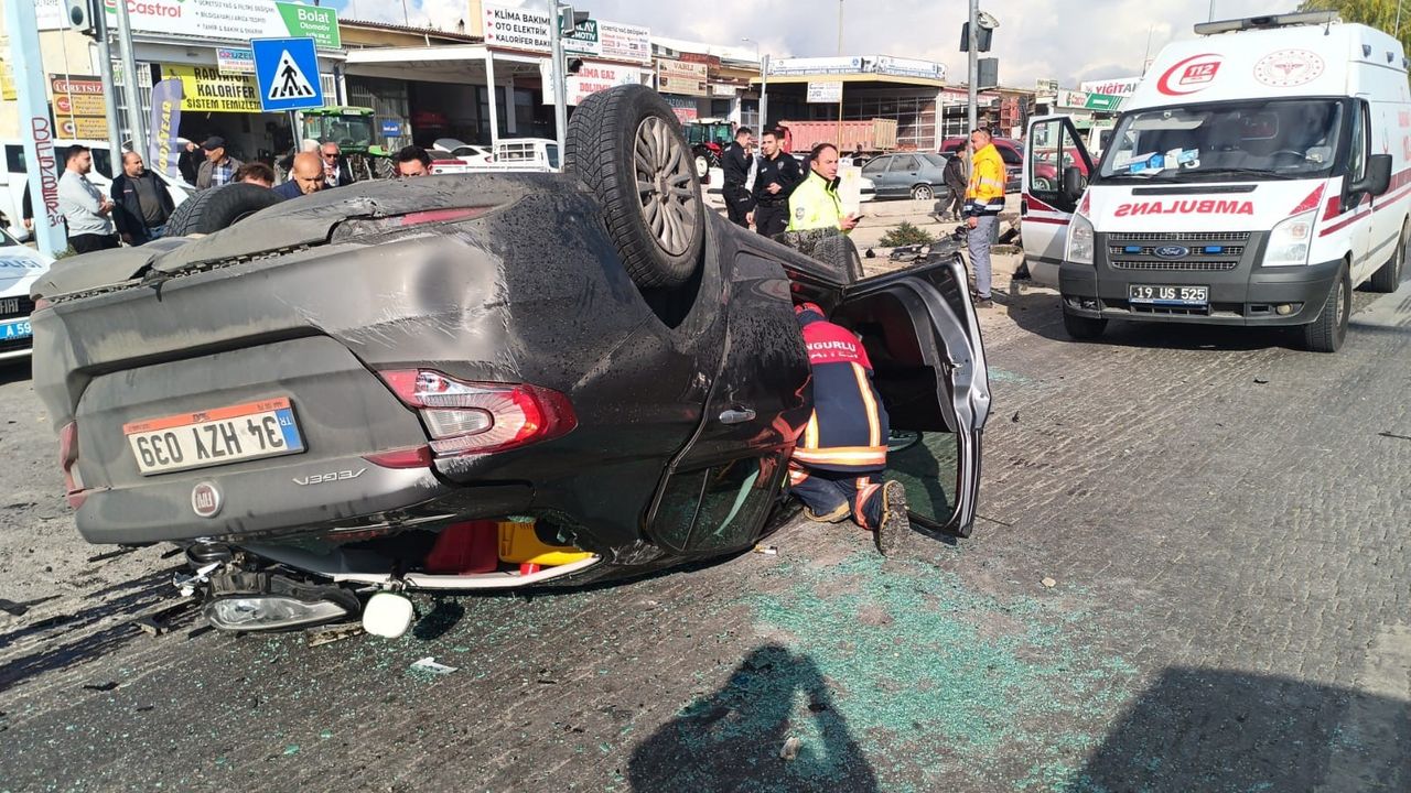 Sungurlu’da takla atan otomobilin sürücüsü yaralandı
