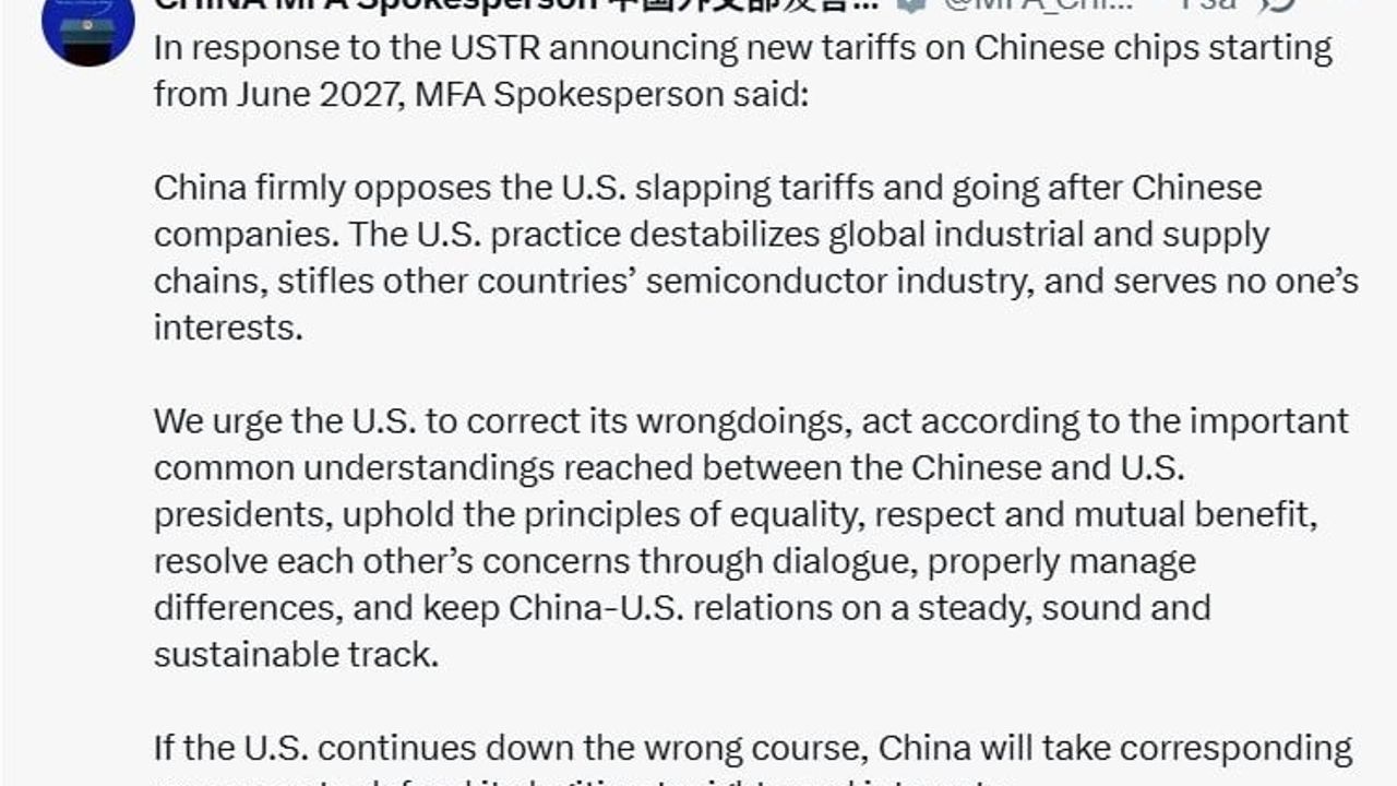 ABD, Çin çiplerine 23 Haziran 2027’den itibaren gümrük vergisi uygulayacak