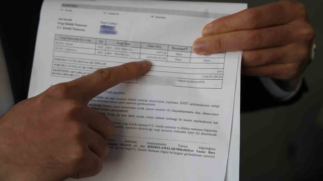 Adana'da avukatın adına yazılan 2 milyar 650 milyon liralık trafik cezası hatası