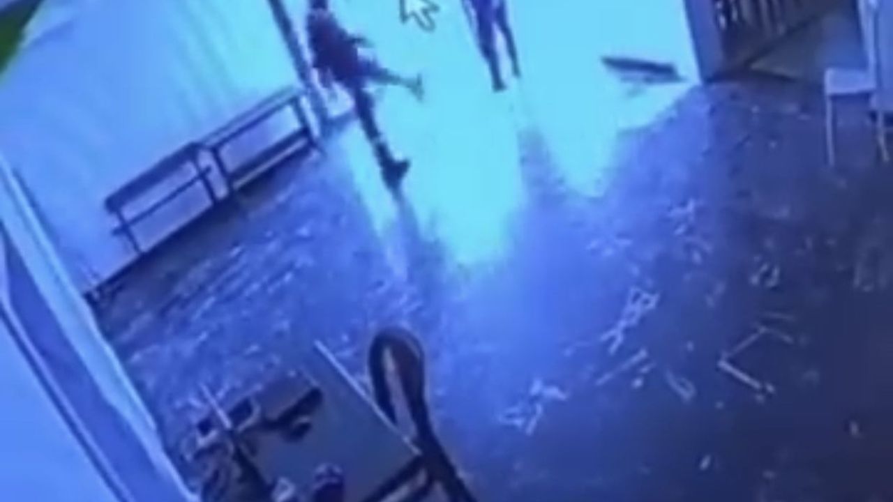 Alacakaya'da belediye salonunda kediye tekme anı kamerada