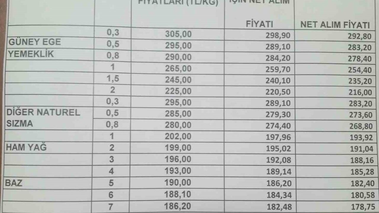 Aydın'da zeytinyağı alım fiyatları yükseldi
