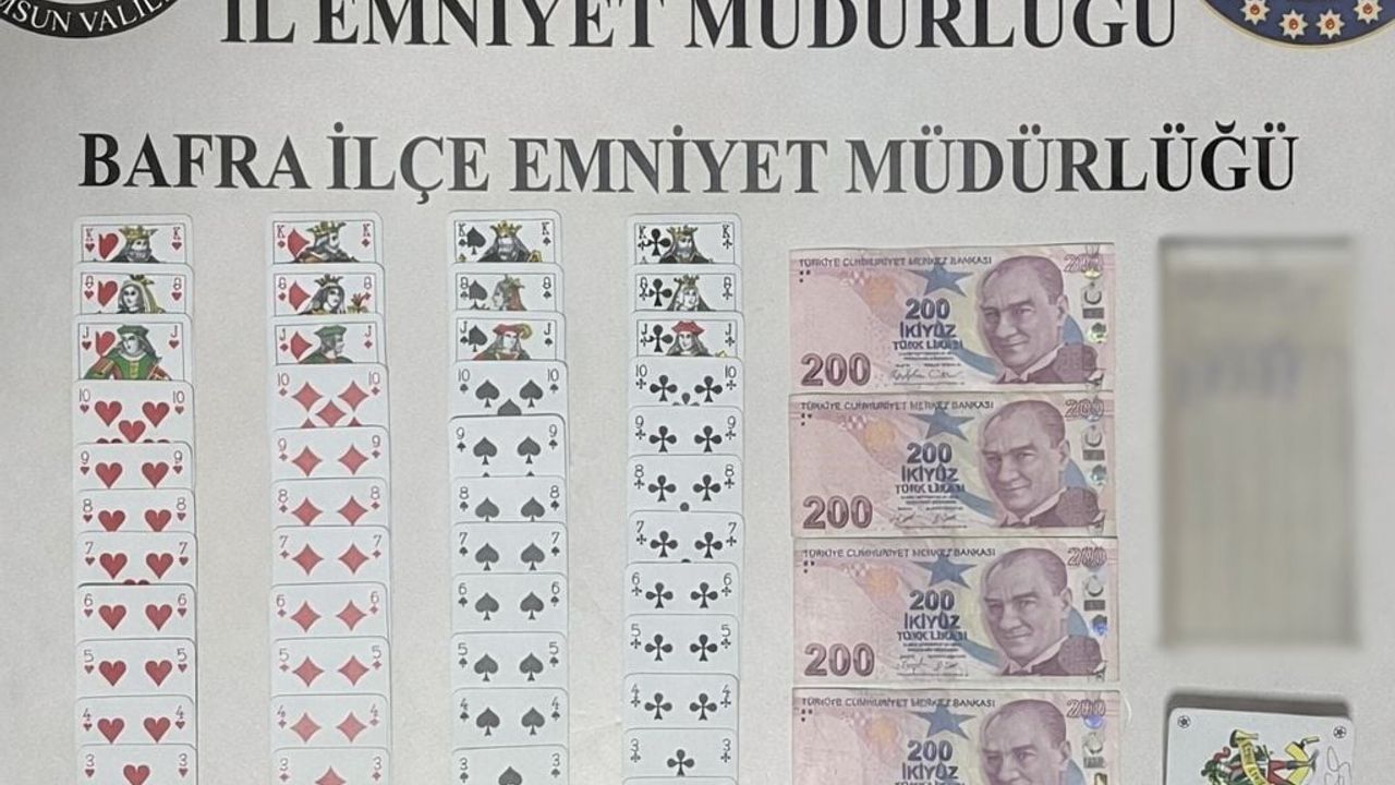 Bafra'da kıraathanede kumar denetimi: çok sayıda materyale el konuldu