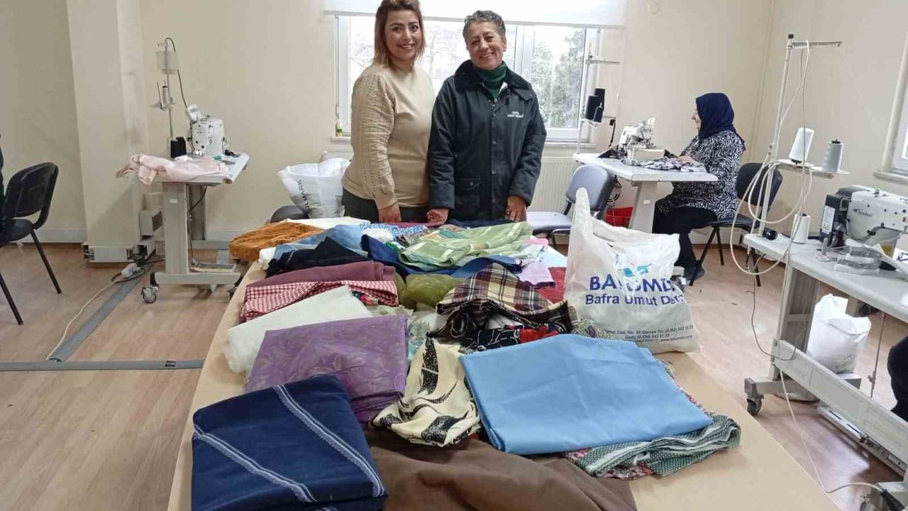 Bafra Umut Derneği’nden ADEM dikiş kursuna malzeme desteği