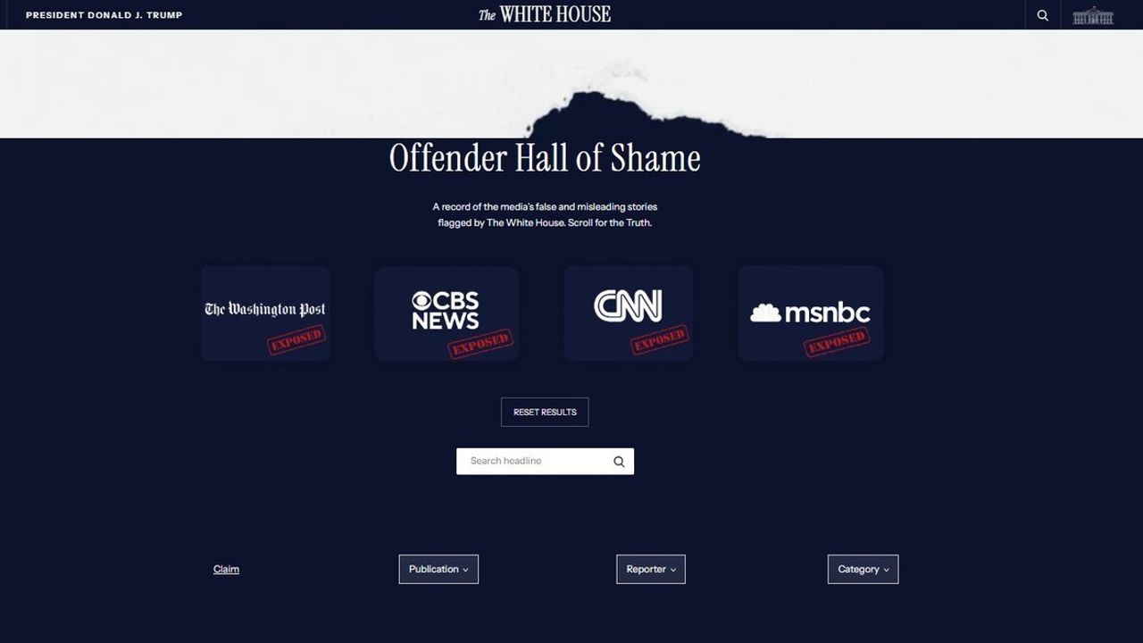 Beyaz Saray'ın sitesine 'Medya Suçluları' sekmesi eklendi