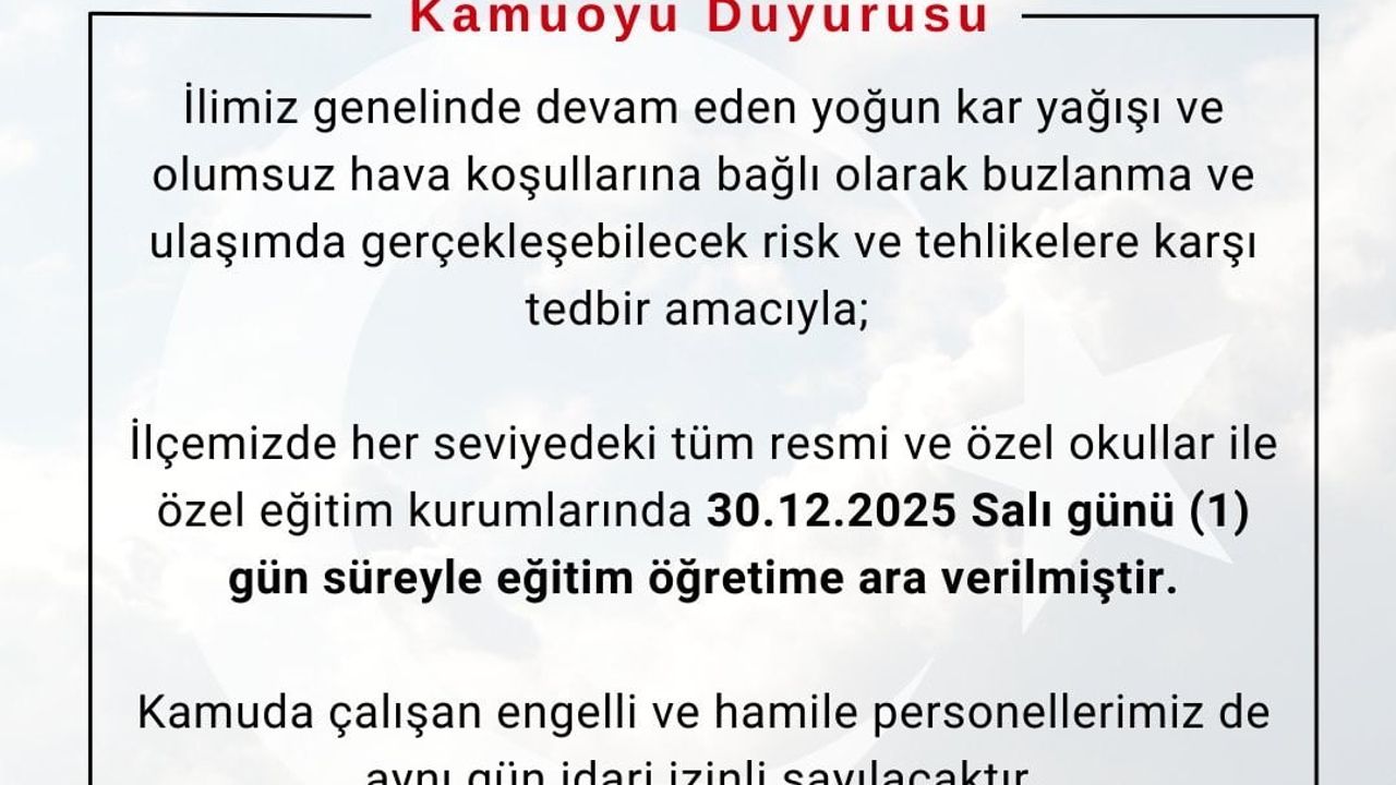 Bingöl’de yoğun kar sonrası eğitime ara: Merkezde taşımalı, 3 ilçede tüm okullar kapalı