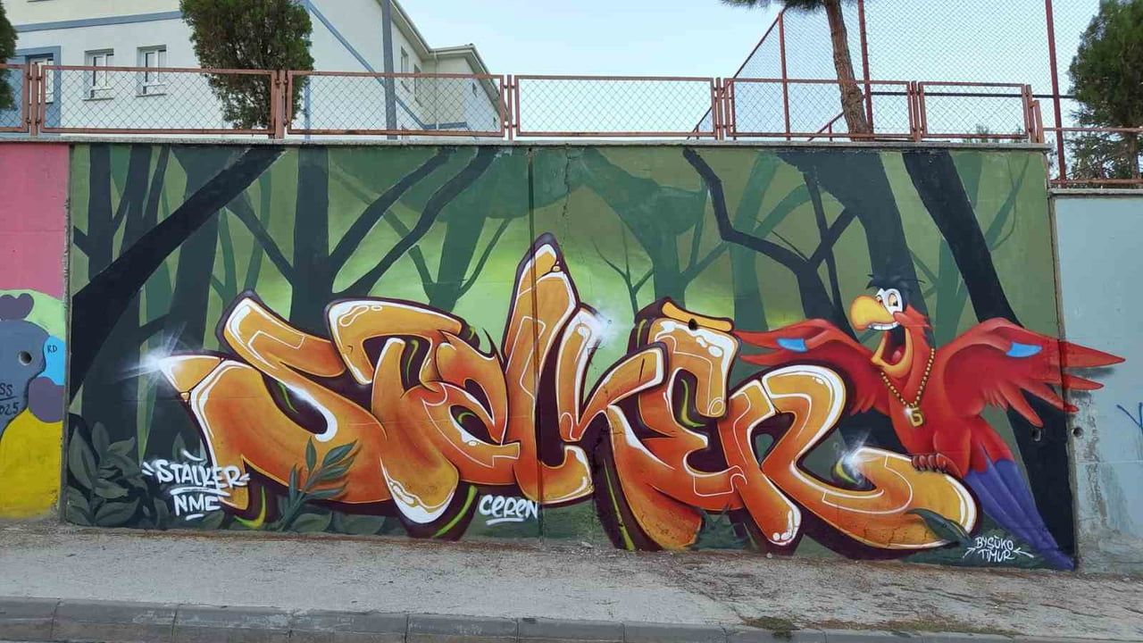 Bozüyük’te Yavuz Sultan Selim Ortaokulu duvarları grafitilerle canlandı