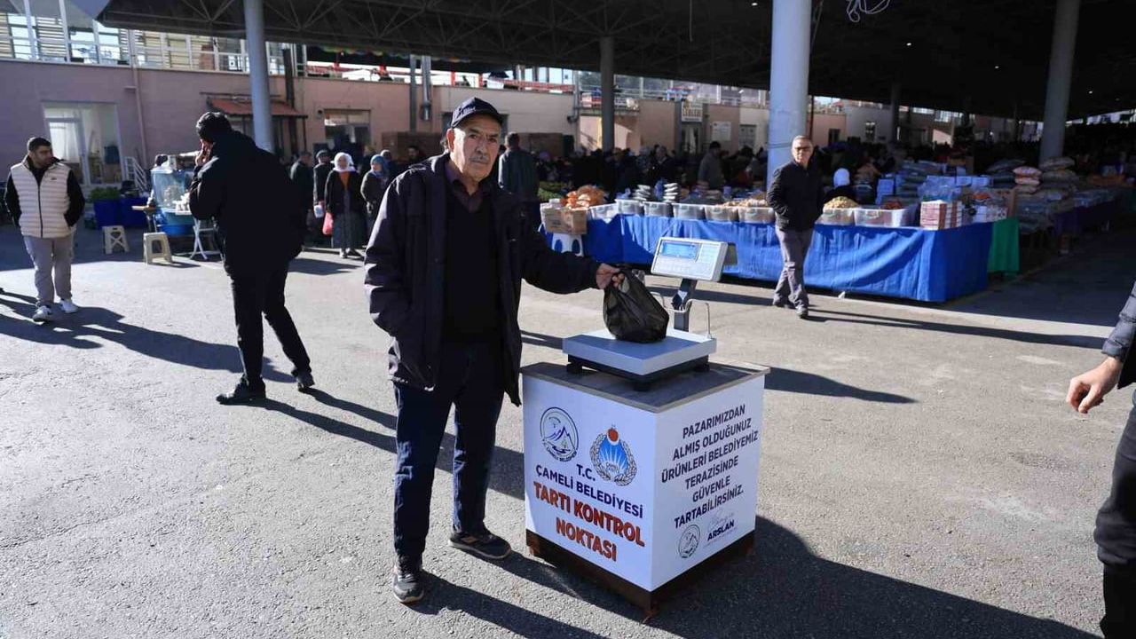 Çameli'de kapalı pazarda 'Güvenli Terazi' uygulaması