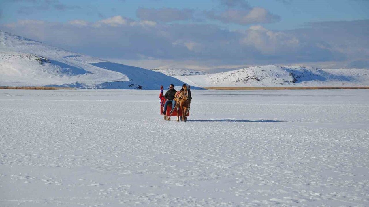 Çıldır Gölü'nde kış coşkusu: Atlı kızaklar buz üzerinde sezona başladı