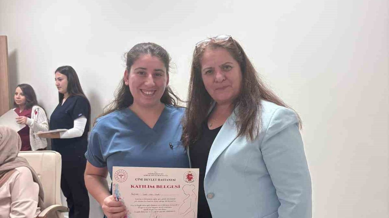 Çine’de Gebe Okulu ve Bebek Akademisi eğitimlerini tamamlayanlara katılım belgeleri verildi