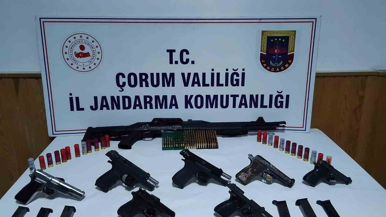 Çorum'da jandarma operasyonu: çok sayıda silah ele geçirildi