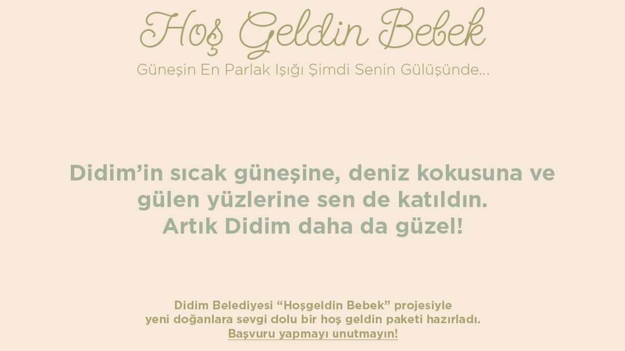 Didim'de 'Hoş Geldin Bebek' Projesi Sürüyor