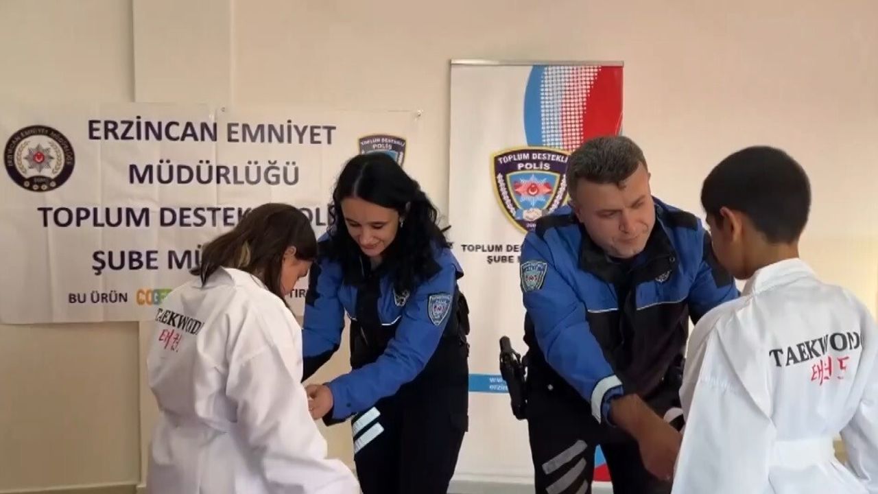 Erzincan Emniyeti Göktürk İlkokulu'nda Tekvando Kıyafeti Desteği Verdi