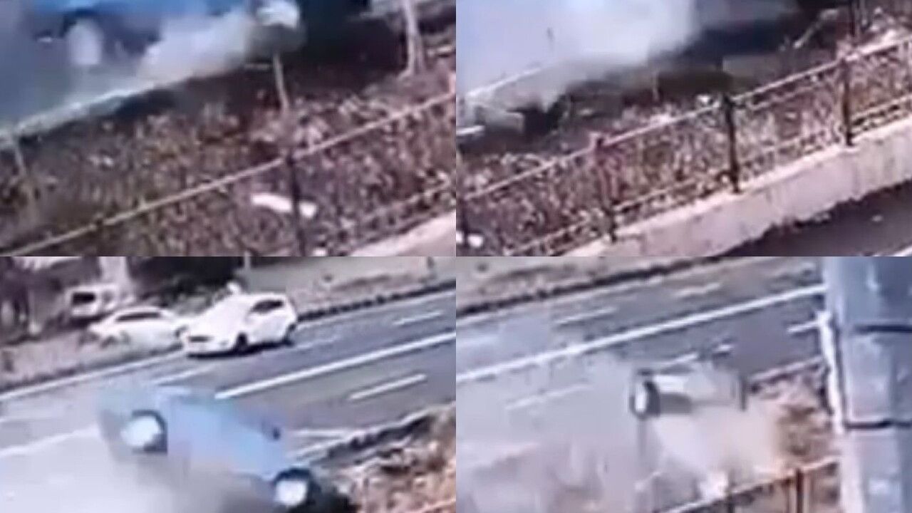 Kahramanmaraş'ta otomobil drenaj kanalına düştü — kaza anı kamerada