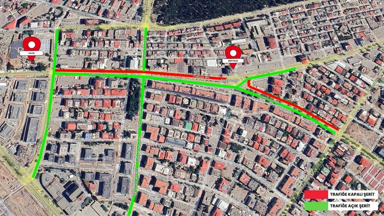 Kahramanmaraş’ta Trabzon Bulvarı’nda geçici trafik düzenlemesi